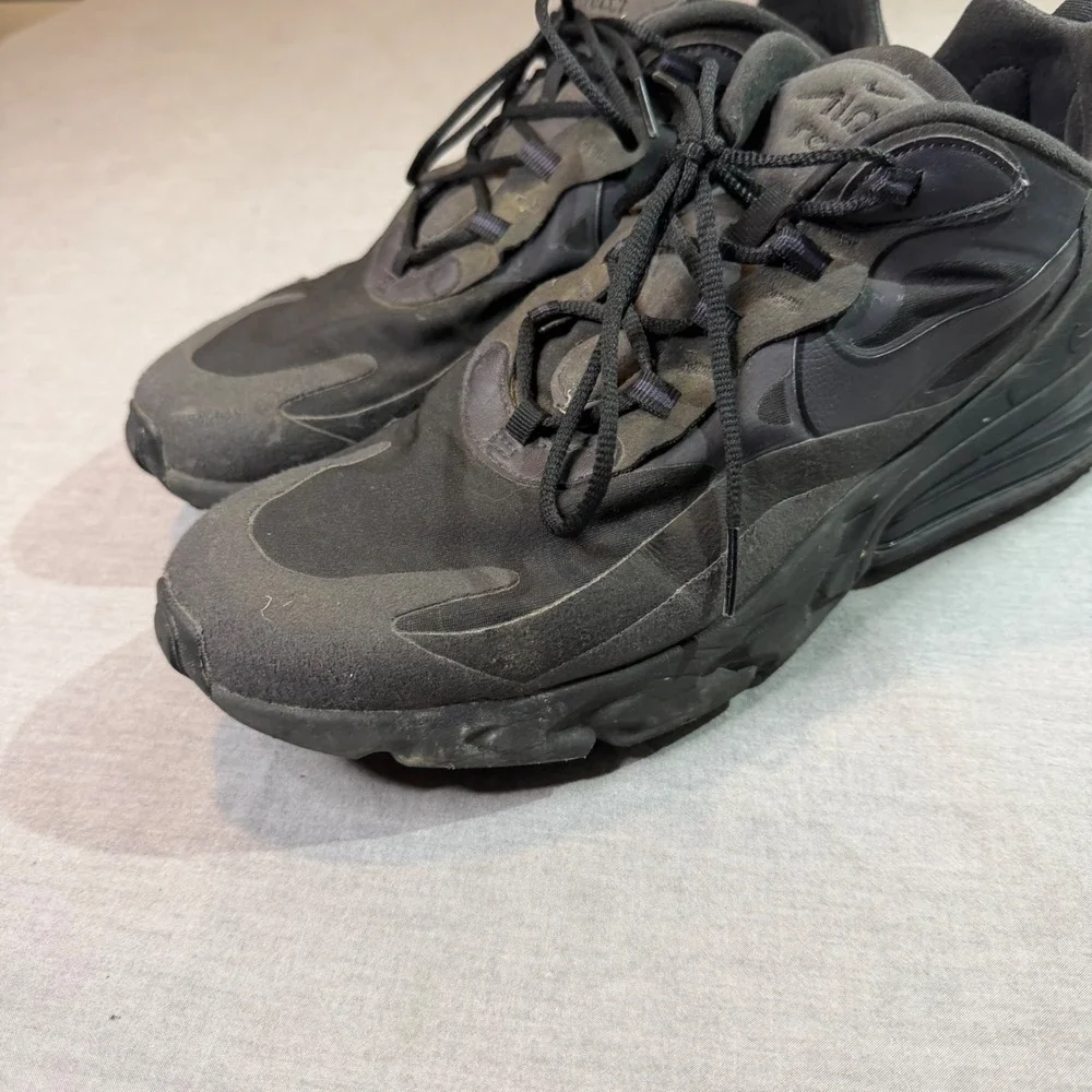 Nike Air Max 270 React Mens 11.5‎ Black Good CI3866-003 Triple Black Sneakers